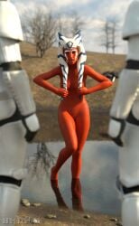 1girls 2boys ahsoka_tano bare-faced-cheek covering covering_breasts embarrassed_nude_female enf female male multiple_boys naked naked_female nude nude_female nudist only_one_naked partially_submerged star_wars tagme