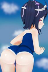 3d akemithegoddess ass blush original original_character school_swimsuit sweat ume