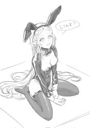 black_and_white bunnysuit elf_ears frost_mourne_ high_heels kneeling long_hair princess_zelda