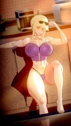 1girls abs artoria_pendragon artoria_pendragon_(lancer_alter) big_breasts big_thighs breasts fate/grand_order fate_(series) female huge_breasts huge_thighs knshin large_breasts large_thighs muscular muscular_arms muscular_female navel thick_thighs thighs underwear voluptuous