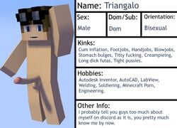 1boy 3d big_penis english_text erection goggles goggles_on_head looking_at_viewer male male_only minecraft model_sheet nude penis smile solo testicles text triangalo