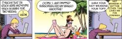 bracelet breasts casual_nudity clothed_male_nude_female comic edit hawaii jeremy_duncan laptop nude_female nude_female_clothed_male palm_tree phone sara_toomey smoothie snow sunglasses sunscreen table teenager towel unknown_artist vacation zits