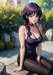 1girls 2d ai_generated aqua_eyes athletic athletic_female bare_shoulders belly big_breasts bleach bleach:_the_thousand-year_blood_war blue_eyes braid breasts chest choker cleavage curvy curvy_figure cute cute_face dark_hair detailed empty eyelashes female female_only fit fit_female focus fully_clothed high_quality kurotsuchi_nemu leggings legs light-skinned_female light_skin lips lipstick long_hair looking_at_viewer makeup mascara mature medium_breasts midriff naked navel nero100 pale-skinned_female pale_skin perky_breasts posing purple_hair seductive seductive_look shy skin_tight stable_diffusion tank_top thighs