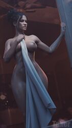 1girls 3d ass breasts cyberpunk_2077 dark-skinned_female dark_skin female nude nude_female panam_palmer solo takerskiy thick_thighs