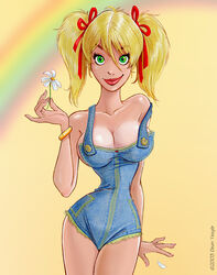 1girls blonde_hair dean_yeagle female green_eyes lips mandy_(dean_yeagle) red_lips solo twintails