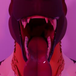 16:9 3d 3d_(artwork) anthro anthro_only blender_(artwork) brown_body brown_fur digital_media_(artwork) fangs fur hyena imminent_vore male male/male mammal mouth_shot open_mouth oral_vore simple_background skarrfox solo teeth tongue tongue_out vore widescreen