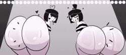 2girls animated areolae ass asstronsfw beret big_ass big_breasts big_butt bonbon_(derpixon) breasts chuchu_(derpixon) cleavage fat_ass female female_only hat large_ass large_breasts looking_at_viewer looking_back mime mime_and_dash mime_girl multiple_girls no_sound smile tagme thick_ass thick_thighs thighs tongue tongue_out twerking video white_body wide_hips