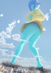 1girls 3d 3d_(artwork) ass blue_hair blue_skin bottopbot2 breasts butt cartoon_network city city_destruction destruction female female_focus female_only gem_(species) giantess giga_giantess lapis_lazuli_(gem) lapis_lazuli_(steven_universe) smile smiling solo solo_female solo_focus standing steven_universe swimsuit swimwear