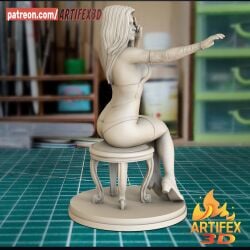 3d_model artifex3d breasts emma_frost female female_only hellfire_club marvel marvel_comics pinup pinup_pose sitting statue telepath white_queen x-men