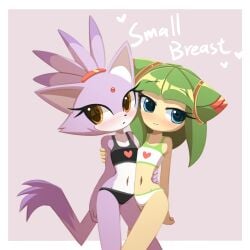 2girls 4kids_entertainment animal_ears blaze_the_cat blue_eyes blush bra breedable cat_ears cat_girl cat_tail cosmo_the_seedrian forehead_jewel fuckable furry furry_female green_hair heart howxu multiple_girls panties ponytail purple_fur sega sonic_(series) sonic_the_hedgehog_(series) sonic_x tail tms_entertainment underwear underwear_only yellow_eyes