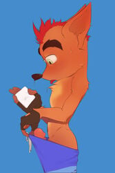 1boy anthro big_penis bluesnesscasual crash_(series) crash_bandicoot cum green_eyes male male_only penis red_hair solo tongue_out