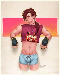 bulge caucasian caucasian_male crop_top gambit henriqueilustra male male_only marvel muscles muscular muscular_male remy_lebeau short_shorts v-line x-men x-men_97