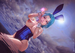 1girls aged_up akkadian_lantern_corps areolae bangs bare_shoulders blue_hair blush breasts breasts_out bunny_ears bunnysuit collar dutch_angle eyebrows eyelashes fake_animal_ears female female_only fingernails freckles guardians_of_akkadia heart hi_res honey_select kyoshourz large_breasts long_hair nail_polish nipples outdoors perky_breasts pink_nails princess_sassi purple_eyes sasami_masaki_jurai smile solo tenchi_muyo! twintails