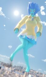 1girls 3d 3d_(artwork) big_breasts blue_hair blue_skin bottopbot2 breasts cartoon_network female female_focus female_only gem_(species) giantess giga_giantess lapis_lazuli_(gem) lapis_lazuli_(steven_universe) solo solo_female solo_focus steven_universe swimsuit swimwear