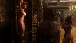 1boy 2girls 3d bondage clothed_male_nude_female completely_nude completely_nude_female elisif_the_fair gag gagged m7seven mod nude nude_female nude_mod only_one_naked skyrim ulfric_stormcloak