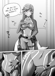 absurd_res anthro aquatic azula_(hazardtime) belt bodysuit camel_toe cetacean clothing comic dinosaur dolphin dromaeosaurid empty_eyes female giggling hi_res hypnosis mammal mind_control open_belt prehistoric_species rd406 reptile samantha_stathis saurischian scalie science_fiction skinsuit solo story story_in_description theropod tight_clothing toothed_whale velociraptor