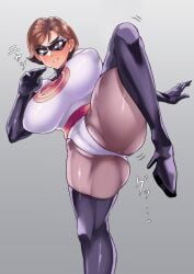 alternate_costume alternate_version_available asshole_visible_through_clothes cameltoe elastigirl elastigirl_(the_incredibles_2_supersuit) fighting_stance heels helen_parr high_heel_boots high_heels huge_breasts kicking nipple_bulge slim_waist superheroine the_incredibles the_incredibles_2 thick_thighs