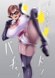 alternate_costume elastigirl elastigirl_(the_incredibles_2_supersuit) helen_parr high_heel_boots high_heels huge_breasts ryona superheroine the_incredibles the_incredibles_2