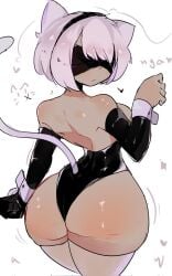 1girls ass big_ass cat_ears cat_tail hoshoidk large_breasts nier:_automata tagme thick_thighs thighhighs white_hair yorha_2b