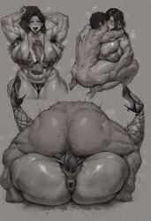 ai_generated bookingi busty clitoris curvy gore horror horror_(theme) larger_female leg_lift mature milf musclegut muscular_female plump_labia pubes pussy_juice robot scary spread_legs sweat thick_hips thick_thighs thigh_grab thighs voluptuous wide_hips