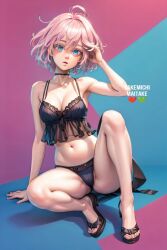 1girls 2d ai_generated commentary_request delinquent female gangster light_skin lingerie pink_hair senju_kawaragi sexy_pose slut tokyo_revengers whore