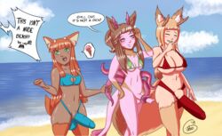 3futas beach cattleya_janko futa_only futa_with_futa futanari gobbodraws intersex leanna_heatherholm tentacle tentacle_masturbation text xenia_howenger