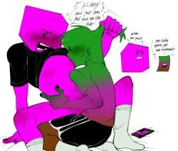 breast_sucking breastfeeding gays in_bed jeremy_(regretevator) male/male pink_body pulling_hair regretevator roblox roblox_game robloxian shirt_lift shirt_up socks_on sucking_nipples tagme tagme_(artist) text text_bubble unpleasant_(regretevator) unpleasant_gradient