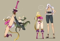 big_breasts charlotte_smoothie clothes_swap female female_only fighting guataiguatai high_heel_boots high_heels naruto one_piece swapped_clothes tsunade xshuai