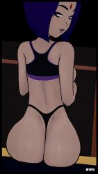 1girls 3d blue_eyes breakwater_ridge female female_only grey_body lingerie raven_(dc) solo stockings teen_titans