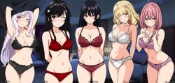 5girls alexia_midgar black_hair black_underwear blonde_hair cid_kagenou claire_kagenou el._.mollo harem imminent_incest imminent_sex kage_no_jitsuryokusha_ni_naritakute! long_hair nishino_akane pink_eyes pink_hair pink_underwear red_eyes red_underwear rose_oriana sherry_barnett short_hair smile smiling the_eminence_in_shadow underwear undressing white_underwear yellow_eyes