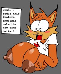 big_breasts bubsy bubsy_(series) grey_background loudnormal4 obscured_character speech_bubble tagme tecxt