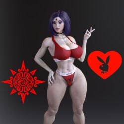 1girls 3d alternate_breast_size big_breasts female female_only gm_studios raven_(dc) solo spiced_clothing submissive_female teen_titans teenage_girl teenager