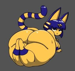 1girls animal_crossing ankha anthro areolae ass barefoot breasts completely_nude completely_nude_female feline female female_only full_body furry huge_ass looking_at_viewer naked naked_female nintendo nipples nsfwoaf nude nude_female sideboob solo solo_female