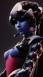 1girls 3d alternate_costume areolae breasts female female_only nipples noire_widowmaker overwatch pinup solo widowmaker wunder