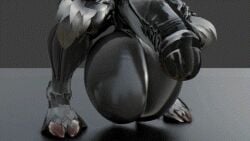 animated anthro balls big_balls big_penis black_penis bovid caprine cassius_lewandowskiago clenching dark_body dark_fur fur fur_markings genitals goat huge_balls huge_cock humanoid hyper hyper_balls hyper_genitalia hyper_penis low_res male mammal markings penis red_markings short_playtime solo zi0808