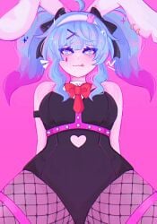 animal_ears black_leather black_suit blue_eyes blue_hair blush bowtie bunny_costume bunny_girl bunnysuit cowgirl_position crypton_future_media curly_hair curvy curvy_figure detached_collar excited excited_expression fake_animal_ears female female female_focus female_only fishnets garter_belt garter_straps girl hair_ribbon hairband hatsune_miku hatsune_miku_(vocaloid3) heart-shaped_pupils heart_cutout leather leotard licking_lips light_skin makeup messy_hair miku_hatsune one_piece_swimsuit perspective piercing pink_background pink_hair pink_pupils playboy_bunny pov pussy rabbit_costume rabbit_ears rabbit_girl rabbit_hole_(vocaloid) shine shiny small_boobs small_breasts smile smile_at_viewer smiley_face sock_garters solo solo_female spikes spread_legs spreading suggestive suggestive_gesture suggestive_look suggestive_pose suggestive_smile swimsuit teardrop_facial_mark thighhighs thighs tongue tongue_out twintails twintails two_tone_hair view_from_below viewed_from_below vocaloid waist white_bunny_ears white_hairband white_skin wing_collar x_hair_ornament xnekobix