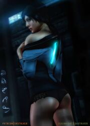 1girls ass black_hair clothing dead_space dead_space_extraction female legs lexine_weller pinup skstalker underwear undressing