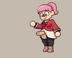 1futa animal_crossing animal_crossing_girl balls bangs big_breasts big_penis bottomless breasts clothed clothing erection futa_only futanari human light-skinned_futanari light_skin mostly_clothed penis short_hair sirwillydingdong smooth_balls solo standing villager_(animal_crossing)