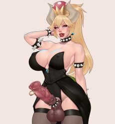 1futa absurd_res animal_genitalia balls big_breasts big_penis blonde_hair bowsette breasts clothed clothing crocodilchik erection futa_only futanari horsecock horsecock_futanari humanoid large_breasts light-skinned_futanari light_skin long_hair mario_(series) mostly_clothed new_super_mario_bros._u_deluxe penis ponytail solo standing testicles thick_thighs tied_hair wide_hips