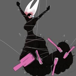 1girls 5_toes anthro aroused arthropod ass big_feet black_body blush blush bondage bound brush brushing crying crying_laughing crying_with_eyes_open feet feet_fetish feet_focus female female female_only full_face_blush harness hollow_knight hornet_(hollow_knight) horny horny_female insect_girl insect_humanoid insects laugh laughing limscast mask masked masked_female naked naked_female restrained tickle_fetish tickle_torture tickling tickling_feet tied_up trembling