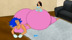 2girls ass_built_separately big_ass big_breasts blue_eyes blue_hair blue_pants bottom_heavy breasts bubble_butt cgthiccart female huge_ass huge_breasts hyper_ass larger_female laying_down multiple_girls nikki_(cgthiccart) pink_pants sitting_on_ass size_difference smaller_female tagme thick_thighs valentina_(cgthiccart) video wide_hips yoga_pants