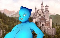 anthro_female blue_body cartoon_network castle cat_ears cat_tail fairy_tale furaffinity furaffinity_username furry giant_ass giantess large_breasts nicole_watterson photoshop sb127 the_amazing_world_of_gumball thick_thighs