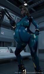 1girls 3d belly big_belly big_breasts bodysuit breasts female metroid nintendo nipple_bulge pregnant samus_aran sarah_bryant skintight solo solo_female stevickafterhours zero_suit zero_suit_samus