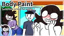 1girls 2020 2020s big_breasts blush bodypaint brown_hair exhibitionism females_only jaiden jaiden_animations nipples_visible_through_clothing nokkomotion painted_clothes plus_nm purple_shirt youtube youtuber