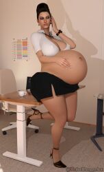 1girls 3d ass big_ass big_breasts breasts capcom cleavage erect_nipples excella_gionne female high_heels hyper_pregnancy large_breasts mrjoelpreggoart nipple_bulge office office_lady outie_navel pregnant ready_to_pop resident_evil solo