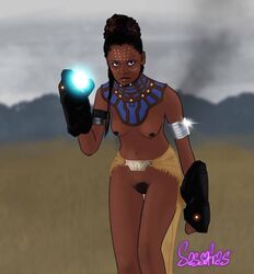 african african_female black_panther_(series) breasts brown_skin dark-skinned_female dark_skin female_only hairy_pussy letitia_wright lips marvel marvel_cinematic_universe marvel_comics nipples pubic_hair pussy sassafras shuri_(marvel) small_breasts superheroine