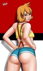 1girls big_ass dat_ass female female_only green_eyes human human_only kasumi_(pokemon) pokemon ramiro_de_la_cruz red_eyes short_hair smile solo tagme