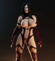 1girls 3d areolae big_breasts blender breasts breasts_out female female_only large_breasts mavixtious mileena mortal_kombat nipples pussy solo vagina_dentata