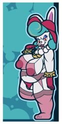 absurd_res anthro breasts broodal female garter_belt garter_straps hi_res ikakins lagomorph leporid madame_broode mammal mario_(series) mature_female nintendo nipples overweight overweight_female pussy pussy_floss rabbit solo super_mario_odyssey video_games