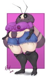 1girls 2018 bbw belly belly_overhang big_belly big_breasts breasts chubby chubby_female fat female female_only fur furry furry_only hazel_(sssonic2) huge_breasts insect insect_girl insect_humanoid insect_wings jean_shorts jojo_reference large_breasts moth nipple_bulge original original_character overweight overweight_female redmoon83 shorts tagme thick_thighs thighs watermark wings